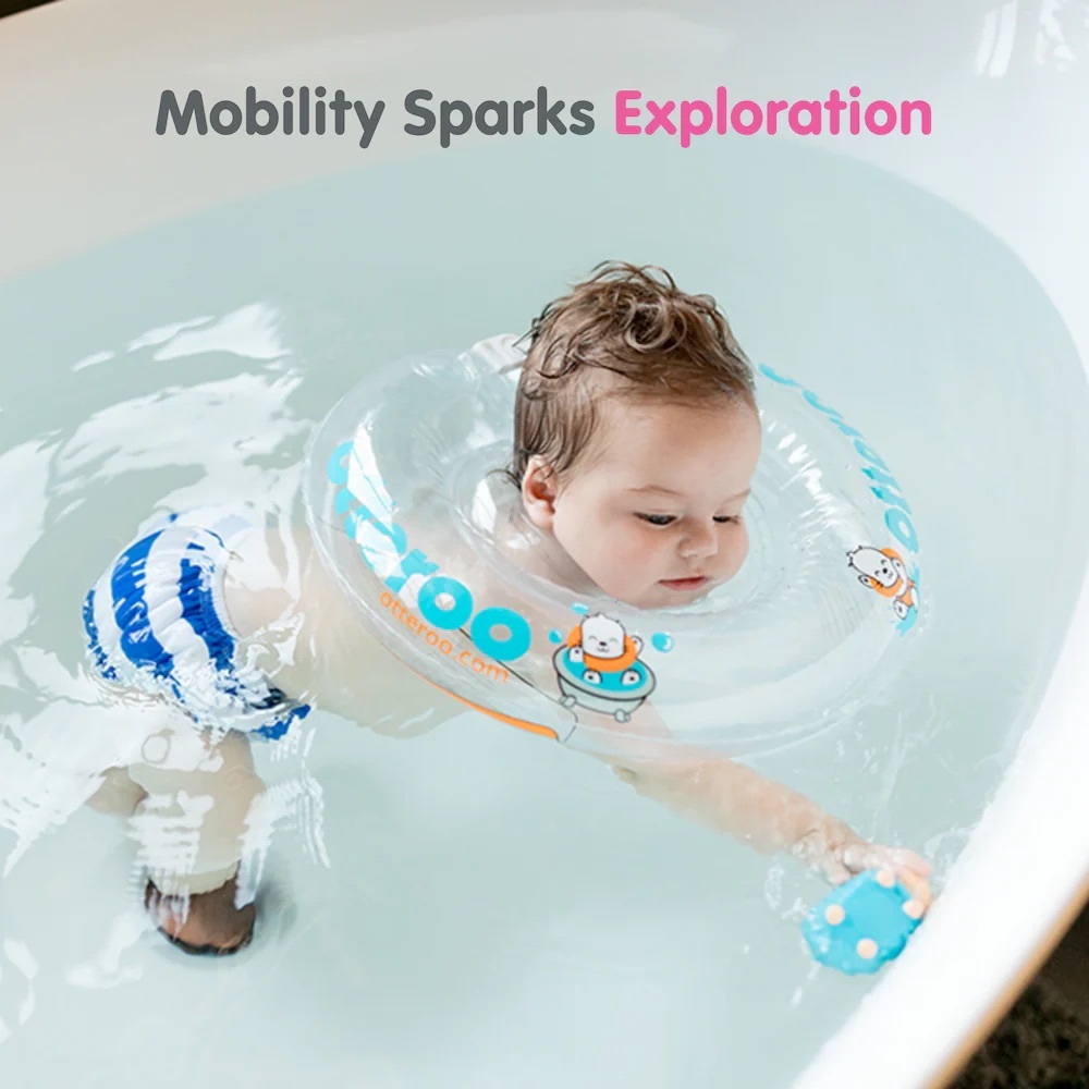Otteroo Mini Baby Neck Float - Clear with Blue & Pink Accents